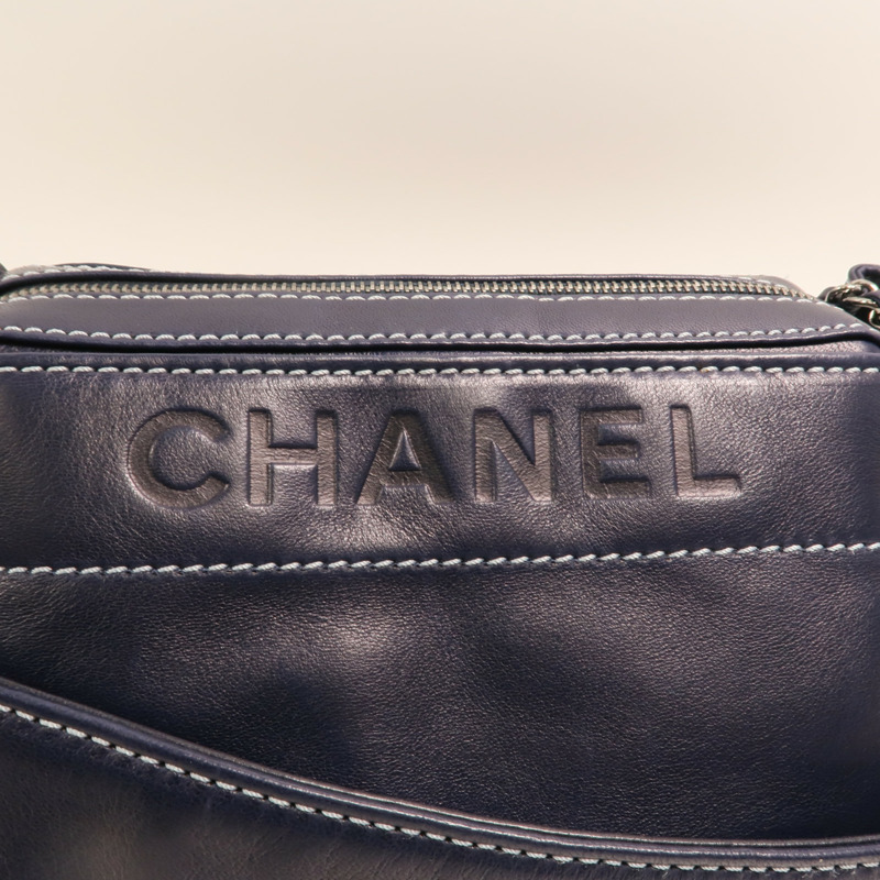 CHANEL 羊皮皮革Vintage Accordion銀扣鏈帶肩背袋-8