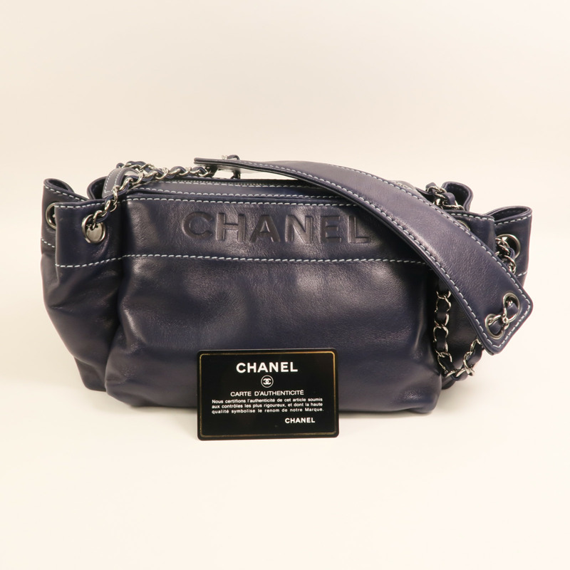 CHANEL 羊皮皮革Vintage Accordion銀扣鏈帶肩背袋-10