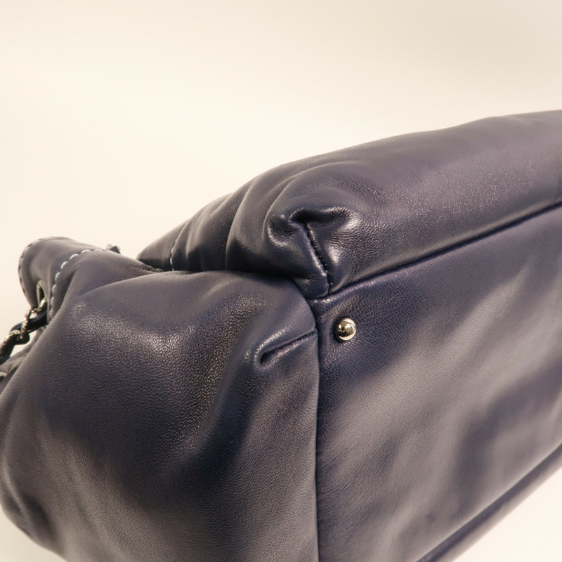 CHANEL 羊皮皮革Vintage Accordion銀扣鏈帶肩背袋-12