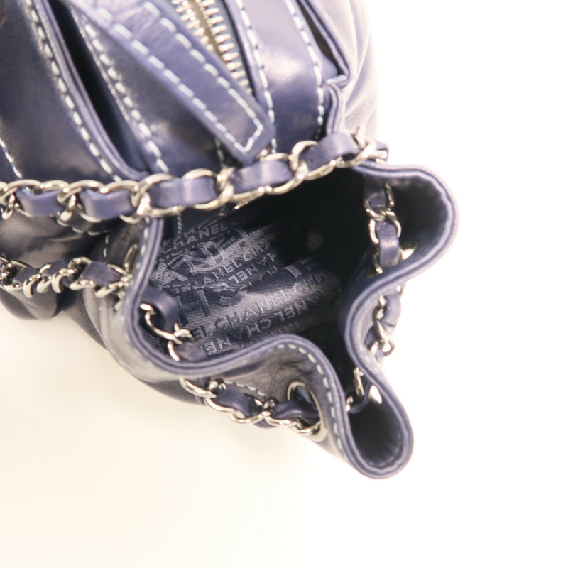 CHANEL 羊皮皮革Vintage Accordion銀扣鏈帶肩背袋-15