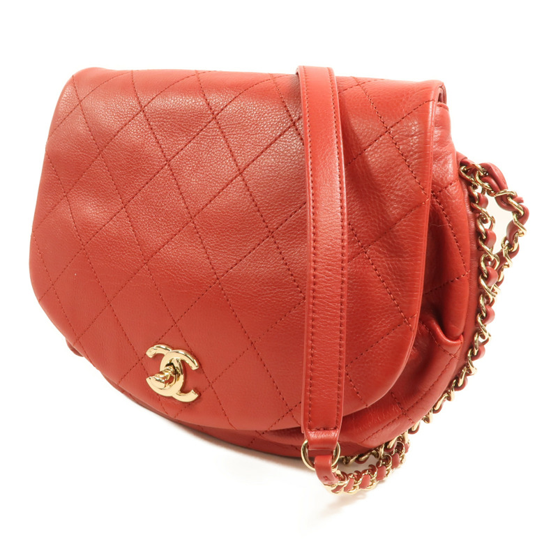 CHANEL 牛皮皮革Chain Around Bag金扣鏈帶肩背袋-2