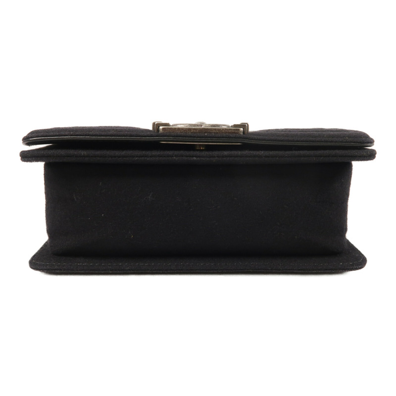 CHANEL 羊毛Mosaic Boy 20銀扣鏈帶肩背袋-3