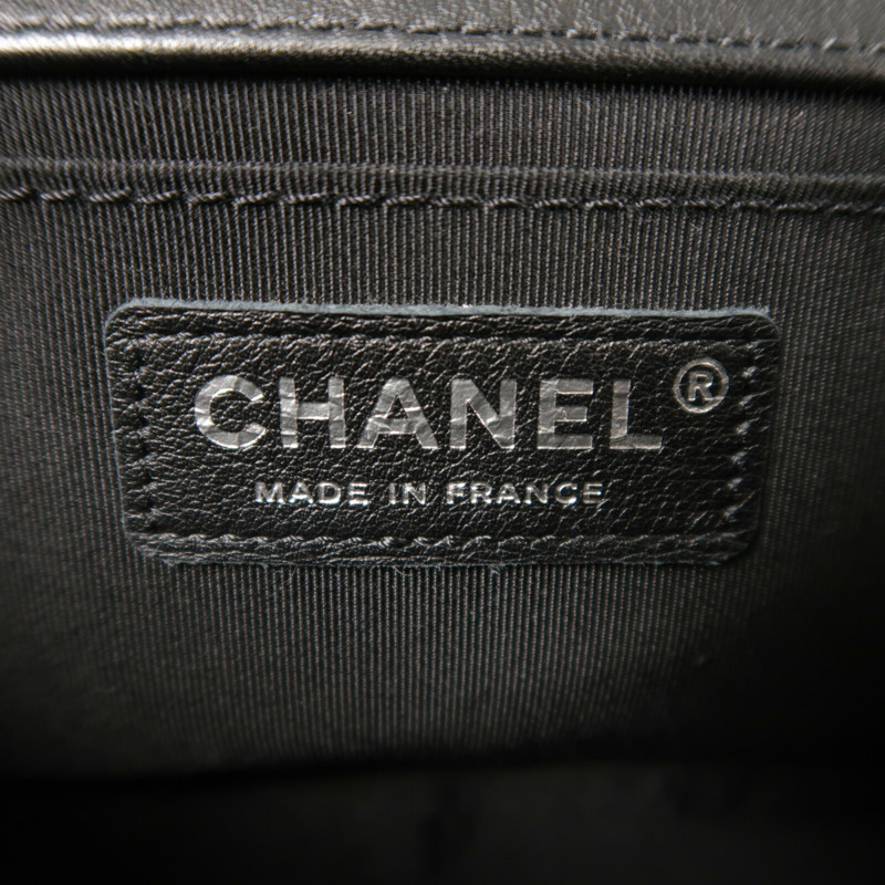 CHANEL 羊毛Mosaic Boy 20銀扣鏈帶肩背袋-6