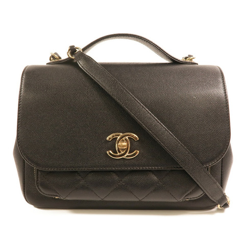 CHANEL 牛皮皮革Business Affinity金扣鏈帶手挽肩背兩用袋