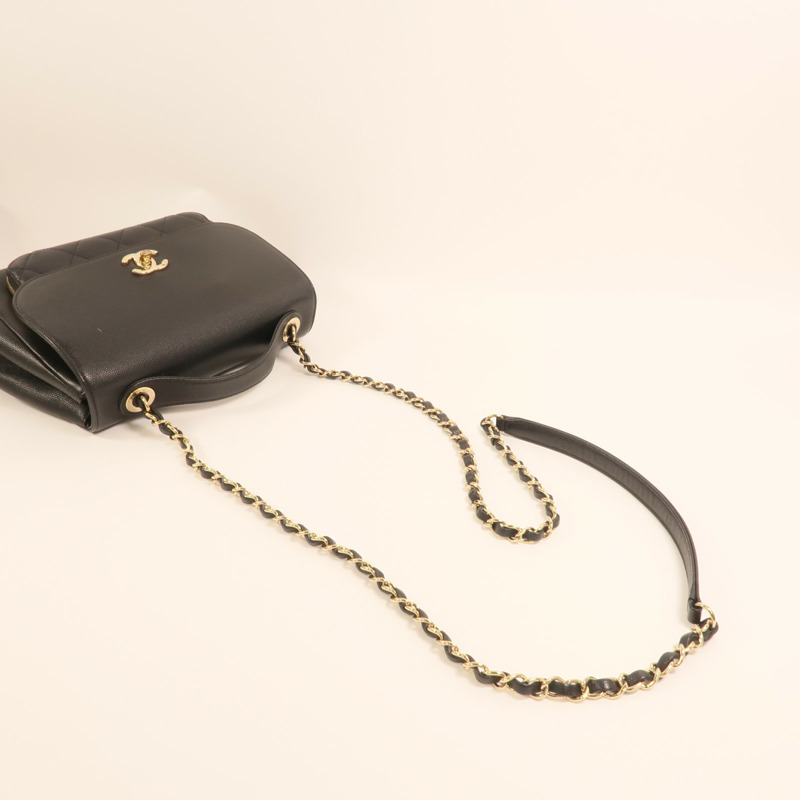 CHANEL 牛皮皮革Business Affinity金扣鏈帶手挽肩背兩用袋-7