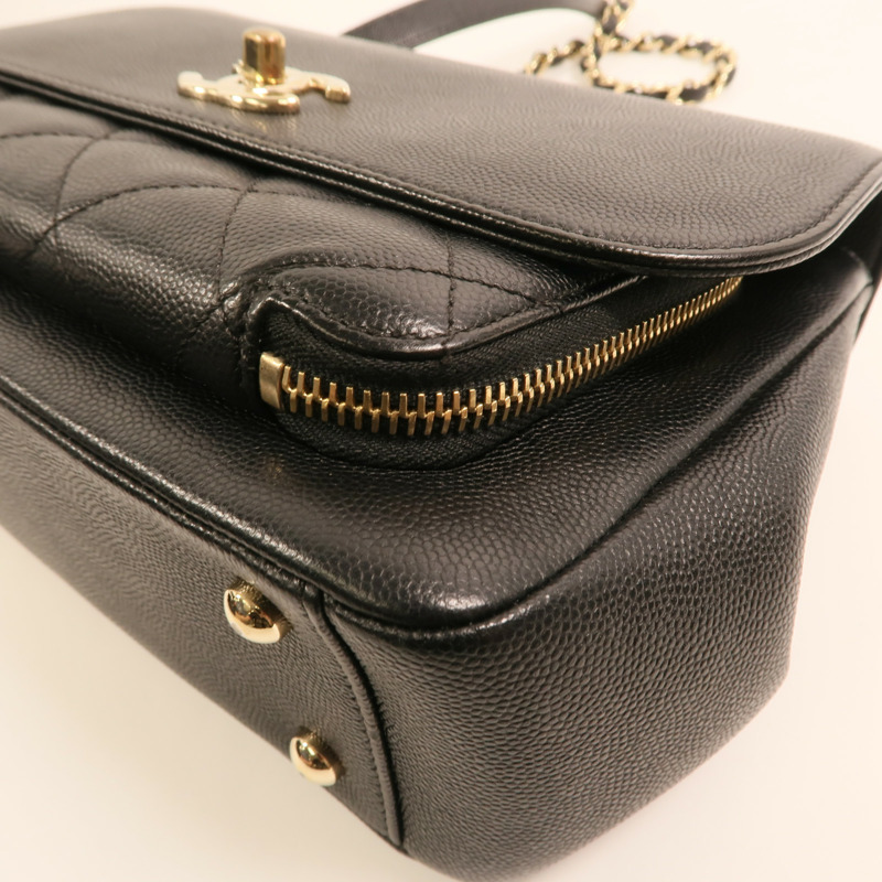 CHANEL 牛皮皮革Business Affinity金扣鏈帶手挽肩背兩用袋-9