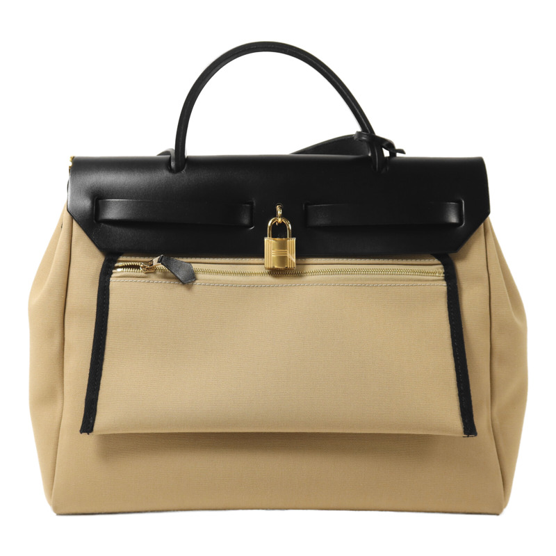 HERMES 帆布Herbag PM手挽肩背兩用袋Trench/Noir-1