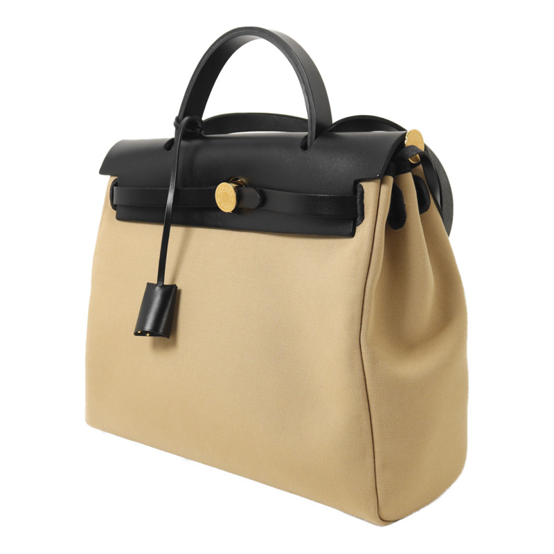 HERMES 帆布Herbag PM手挽肩背兩用袋Trench/Noir-2