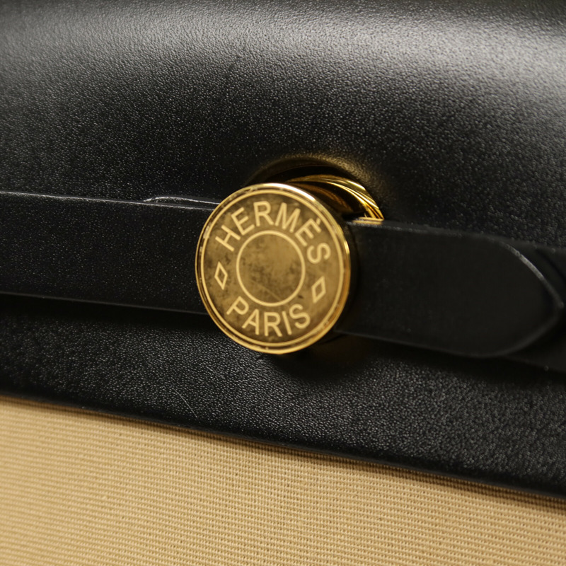 HERMES 帆布Herbag PM手挽肩背兩用袋Trench/Noir-9