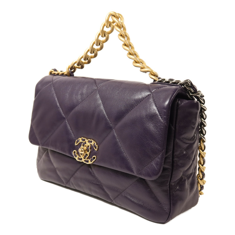 CHANEL 羊皮皮革Chanel 19 Medium鏈帶手挽肩背兩用袋-2