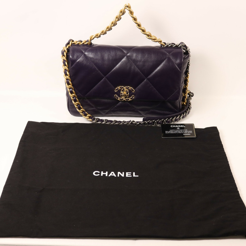CHANEL 羊皮皮革Chanel 19 Medium鏈帶手挽肩背兩用袋-9