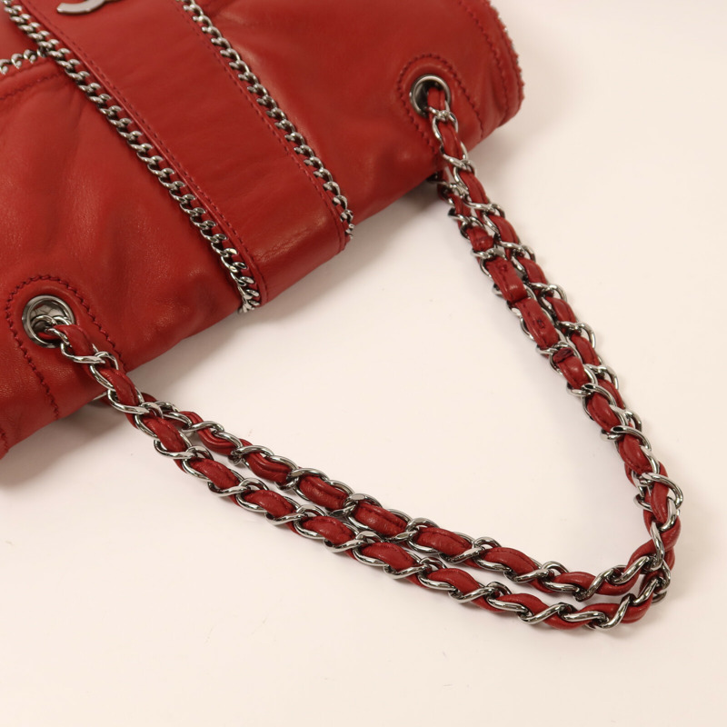 CHANEL 羊皮皮革Chain Shoulder鏈帶肩背袋-7