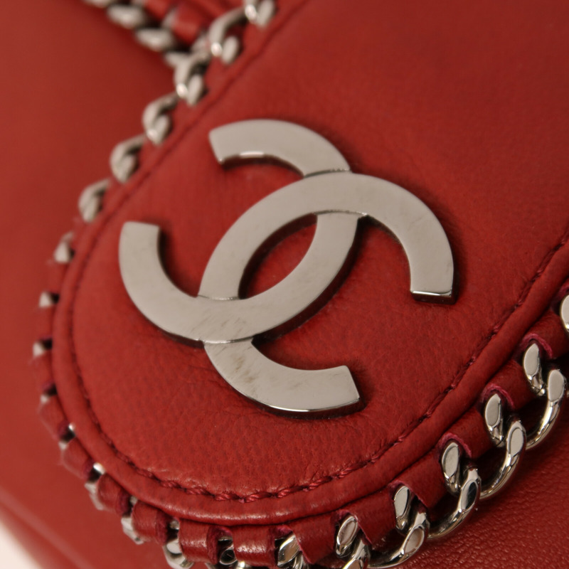 CHANEL 羊皮皮革Chain Shoulder鏈帶肩背袋-10