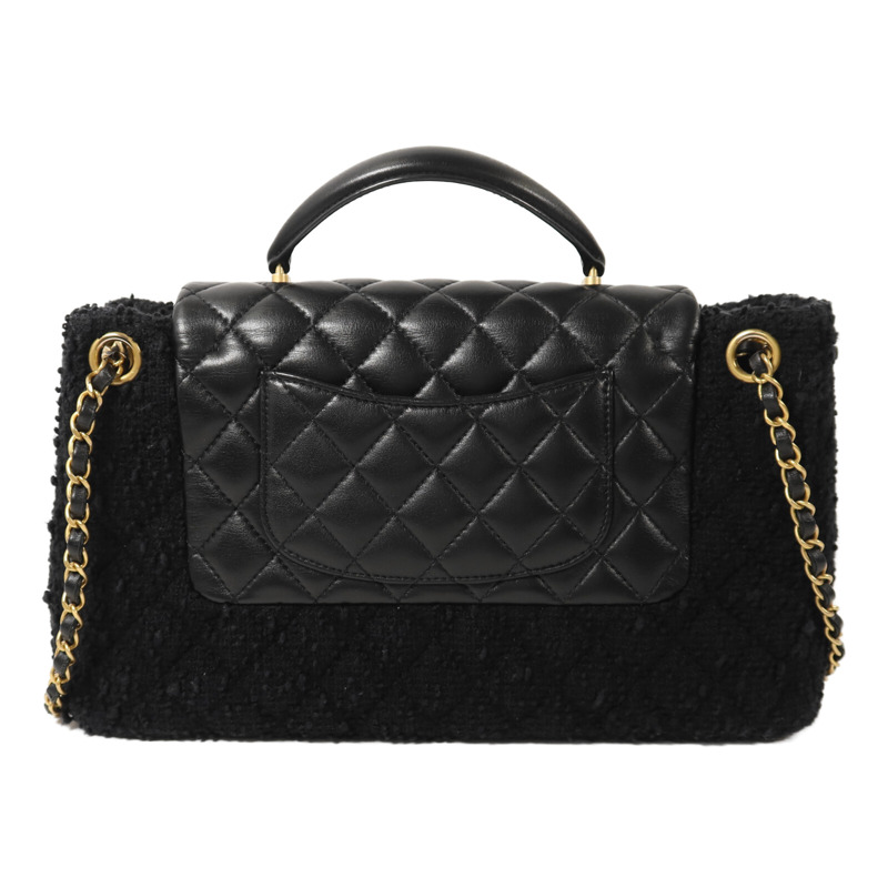 CHANEL 羊皮皮革/Tweed Chain Shoulder Bag鏈帶手挽肩背兩用袋-1