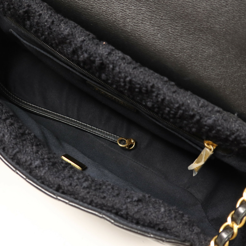 CHANEL 羊皮皮革/Tweed Chain Shoulder Bag鏈帶手挽肩背兩用袋-4