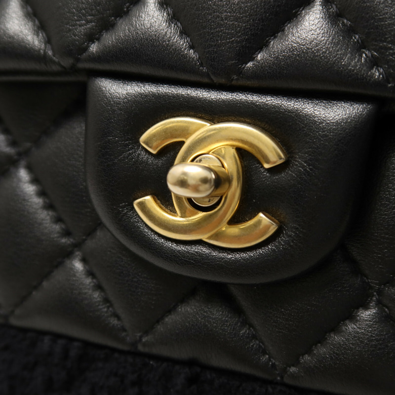 CHANEL 羊皮皮革/Tweed Chain Shoulder Bag鏈帶手挽肩背兩用袋-8