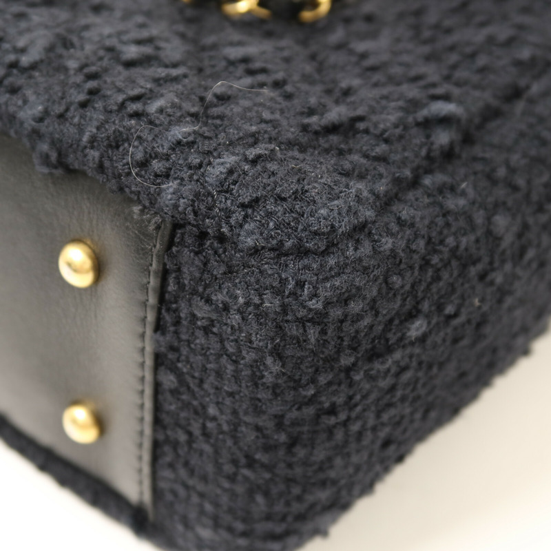CHANEL 羊皮皮革/Tweed Chain Shoulder Bag鏈帶手挽肩背兩用袋-12