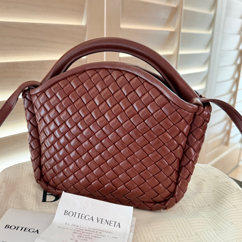 Bottega Veneta mini Cobble BV 元寶包 磚紅色/焦糖色-1