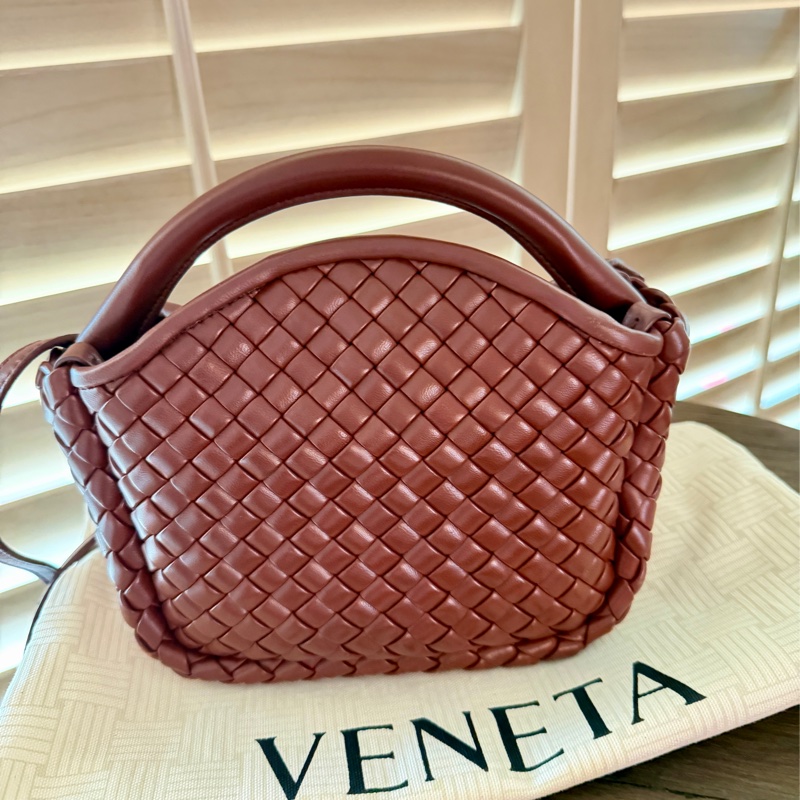 Bottega Veneta mini Cobble BV 元寶包 磚紅色/焦糖色-3
