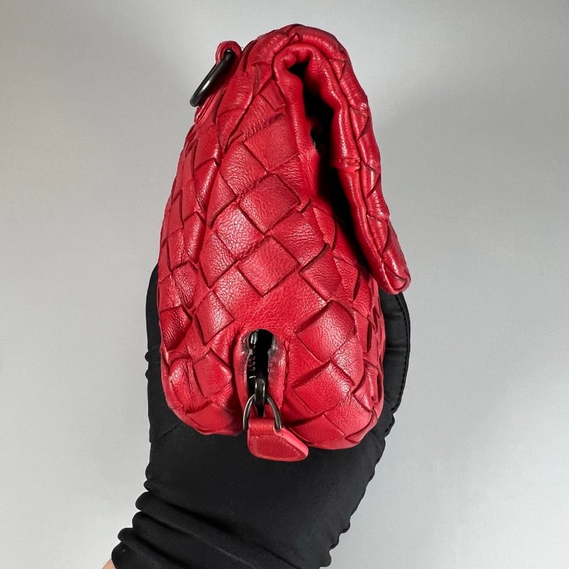 BV 小編織紅色兩用包-2