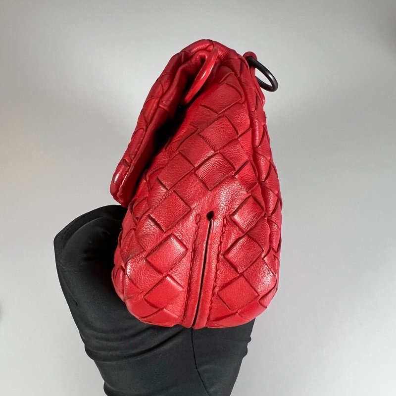 BV 小編織紅色兩用包-3