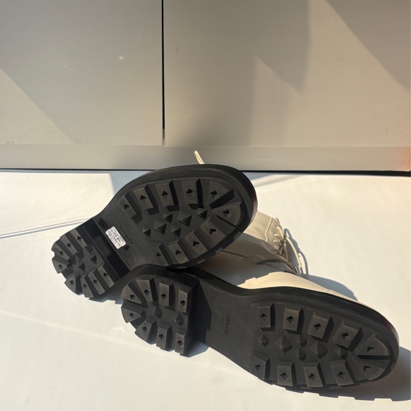 Hermes 米白Kelly釦綁帶短靴-2