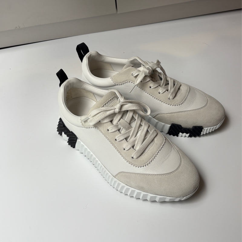 Hermes 白皮+麂皮休閒鞋-0