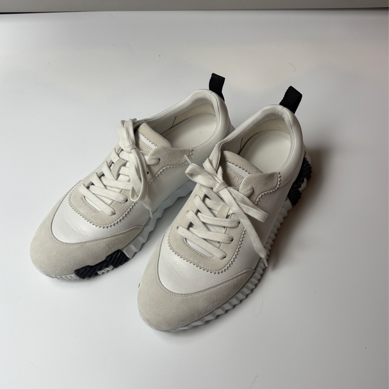 Hermes 白皮+麂皮休閒鞋-1