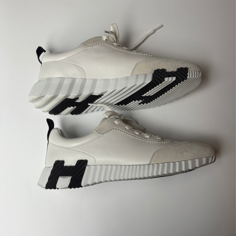 Hermes 白皮+麂皮休閒鞋-2
