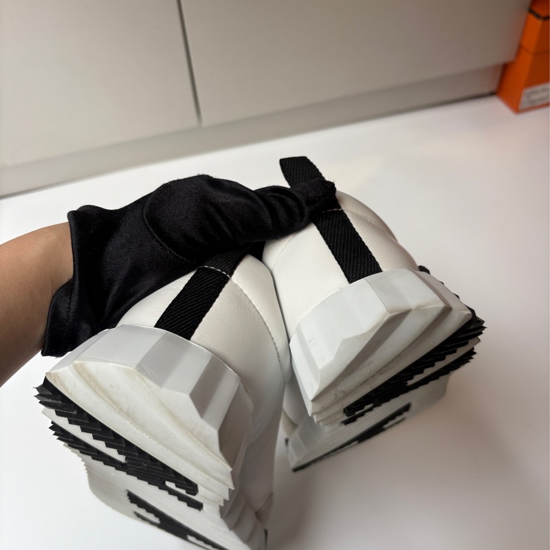 Hermes 白皮+麂皮休閒鞋-5