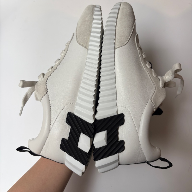 Hermes 白皮+麂皮休閒鞋-8