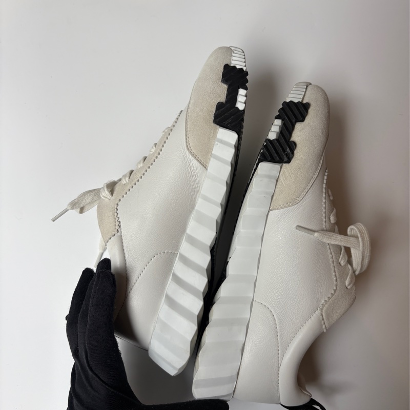 Hermes 白皮+麂皮休閒鞋-9