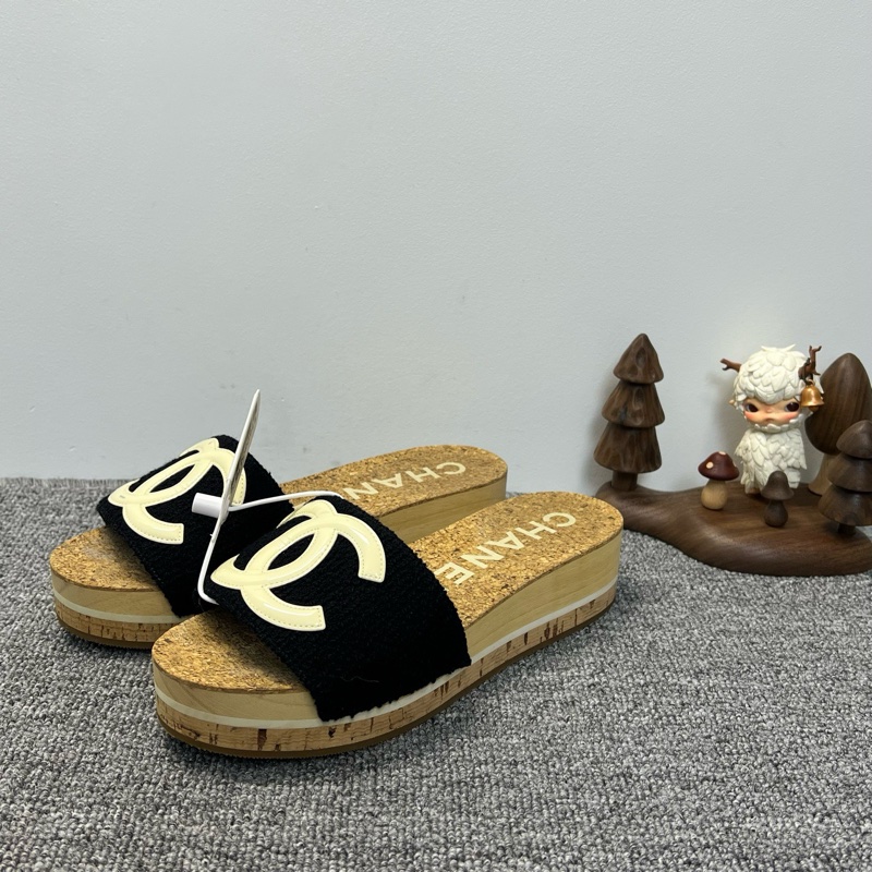Chanel 香奈兒 LOGO粗花呢厚底涼鞋拖鞋 經典雙C-0