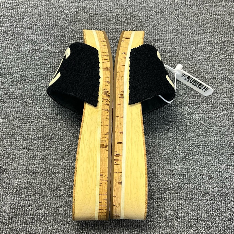 Chanel 香奈兒 LOGO粗花呢厚底涼鞋拖鞋 經典雙C-1