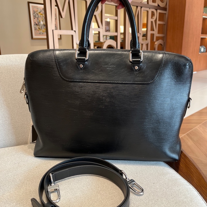 LV黑色水波紋男士公文包-0