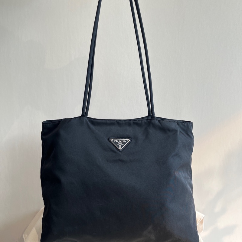 Prada普拉達黑色大托特包 白標-0