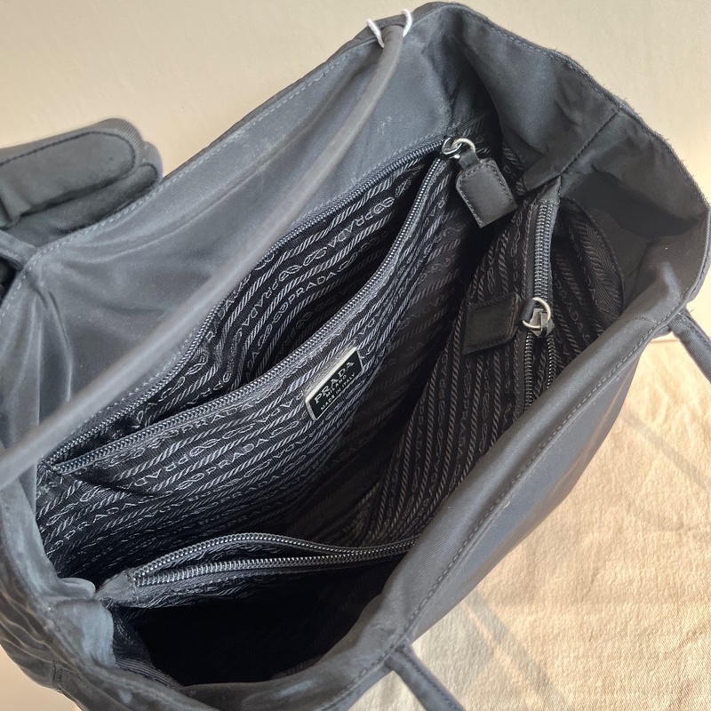 Prada普拉達黑色大托特包 白標-4