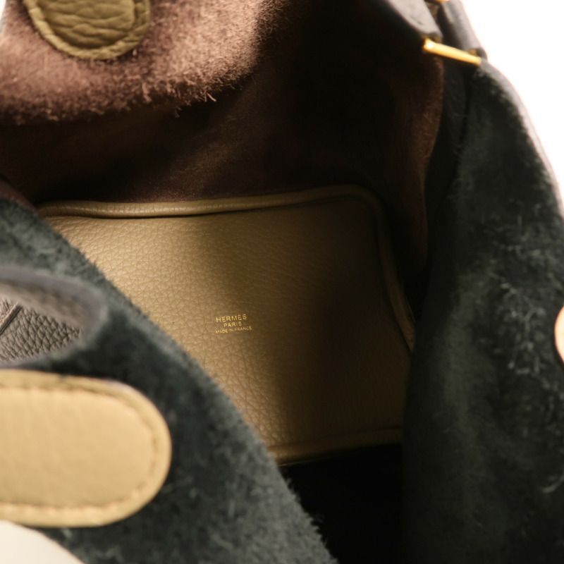 HERMES Clemence皮革Picotin PM金扣手挽袋Noir/Ebene-4