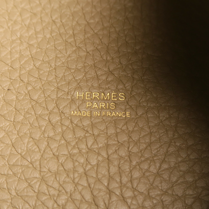 HERMES Clemence皮革Picotin PM金扣手挽袋Noir/Ebene-5