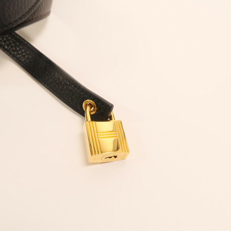 HERMES Clemence皮革Picotin PM金扣手挽袋Noir/Ebene-8