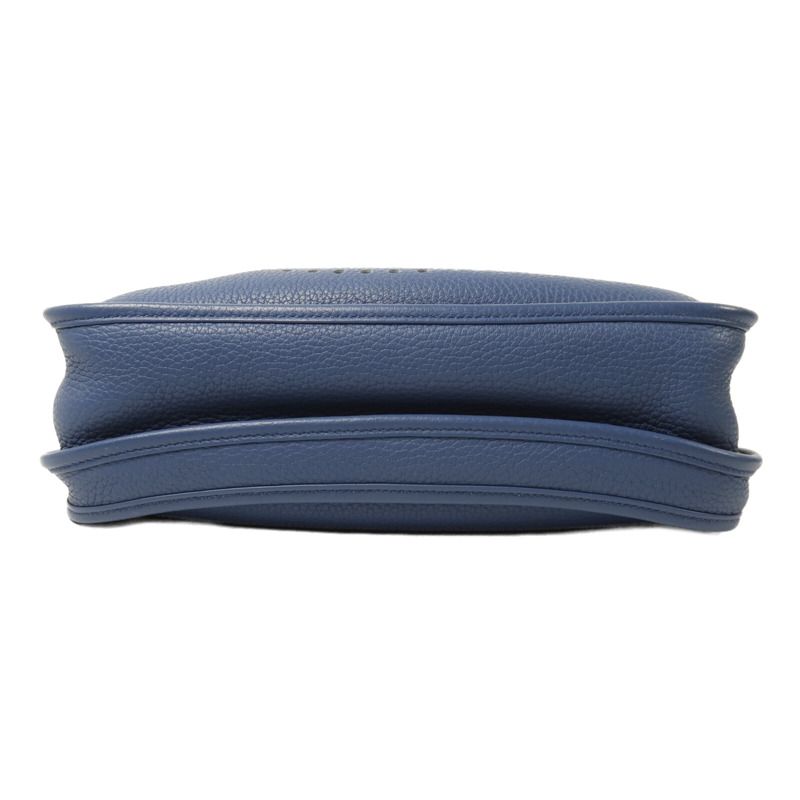 HERMES Clemence皮革Evelyne PM銀扣肩背袋Bleu Agate-3