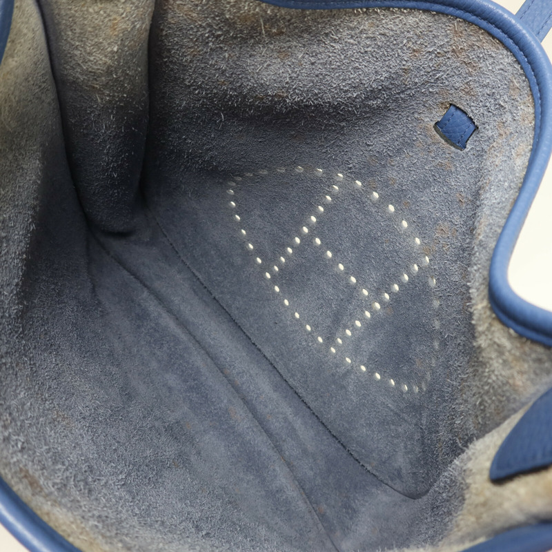 HERMES Clemence皮革Evelyne PM銀扣肩背袋Bleu Agate-4