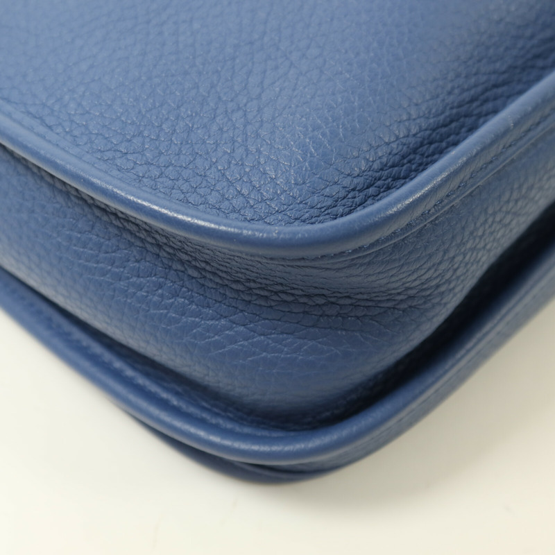 HERMES Clemence皮革Evelyne PM銀扣肩背袋Bleu Agate-10