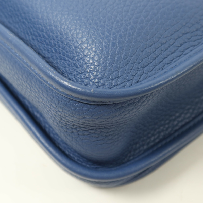 HERMES Clemence皮革Evelyne PM銀扣肩背袋Bleu Agate-11