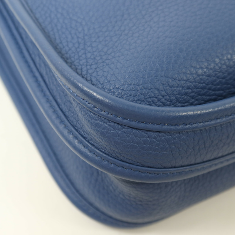 HERMES Clemence皮革Evelyne PM銀扣肩背袋Bleu Agate-12