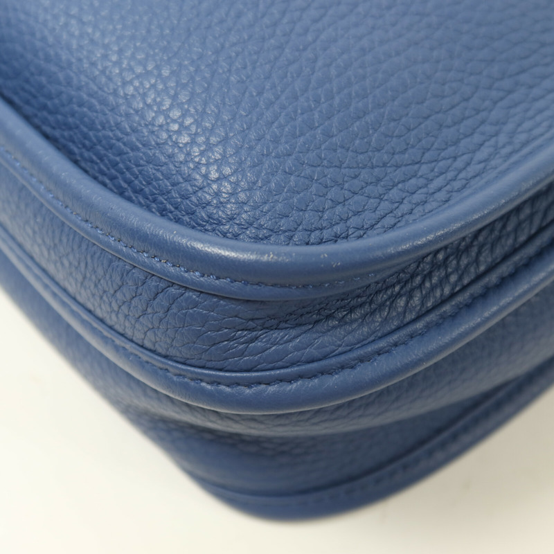 HERMES Clemence皮革Evelyne PM銀扣肩背袋Bleu Agate-13