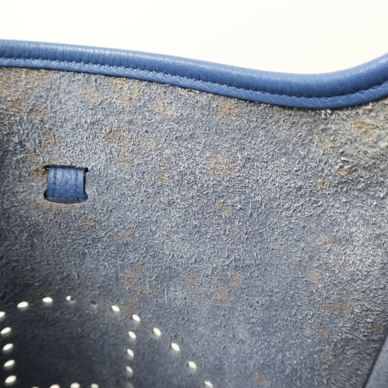 HERMES Clemence皮革Evelyne PM銀扣肩背袋Bleu Agate-15