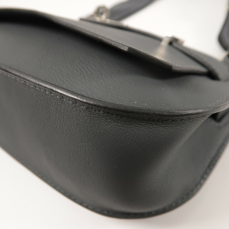 HERMES Swift皮革Mini Jypsiere銀扣肩背袋Gris Misty-11