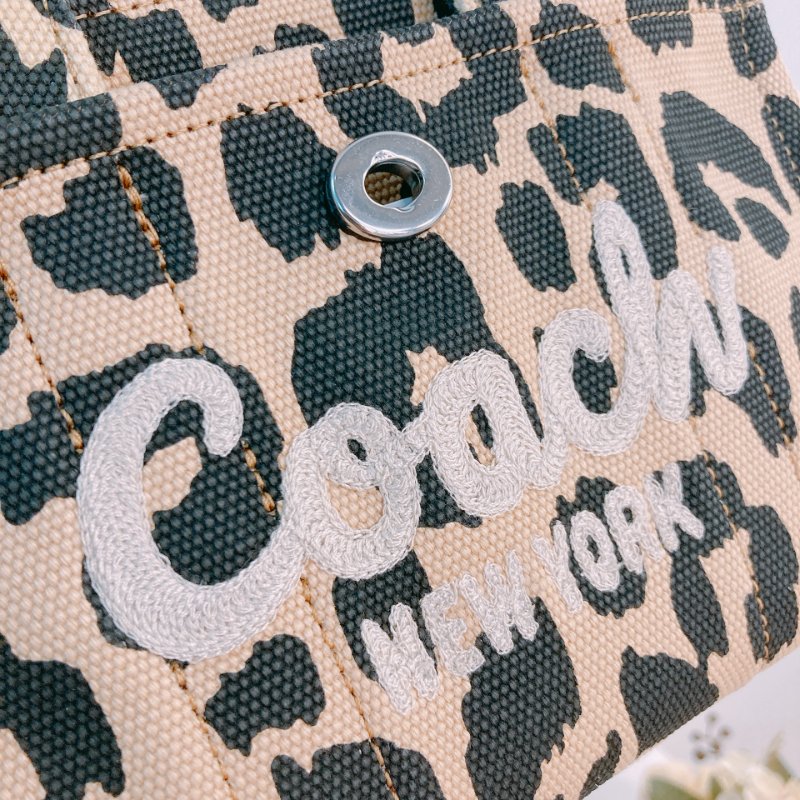 MS0661 Coach 蔻馳豹紋兩用包包Cargo 20 Leopard Shoulder Handbag Canvas Beige-6