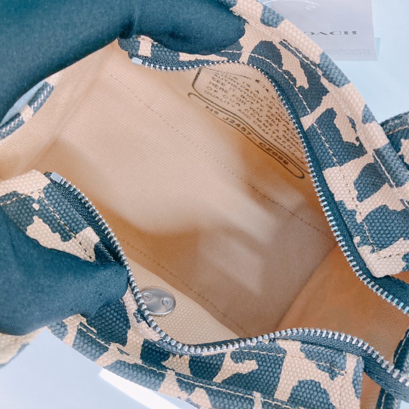 MS0661 Coach 蔻馳豹紋兩用包包Cargo 20 Leopard Shoulder Handbag Canvas Beige-7